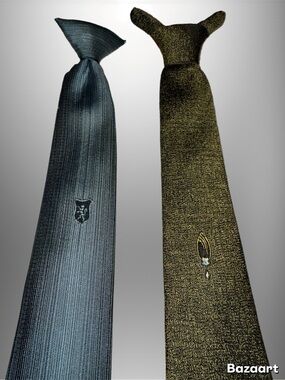 Vintage Snapper Clip On Ties MCM Retro Skinny 2 to 2.25" Wide- Lot of 2